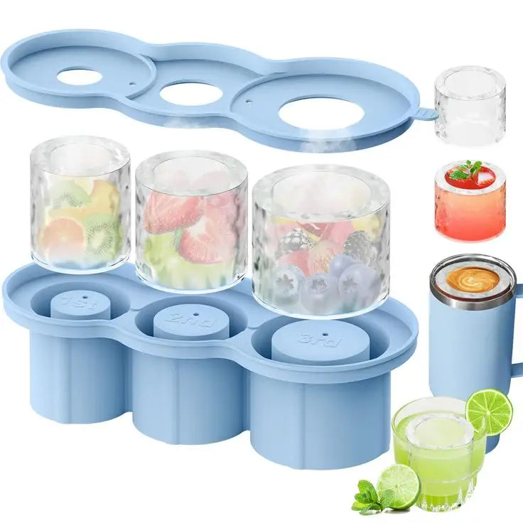 Stanley Ice Cube Tray with Stainless Steel Tong – Easy-Release Silicone Mold for Large Ice Cubes