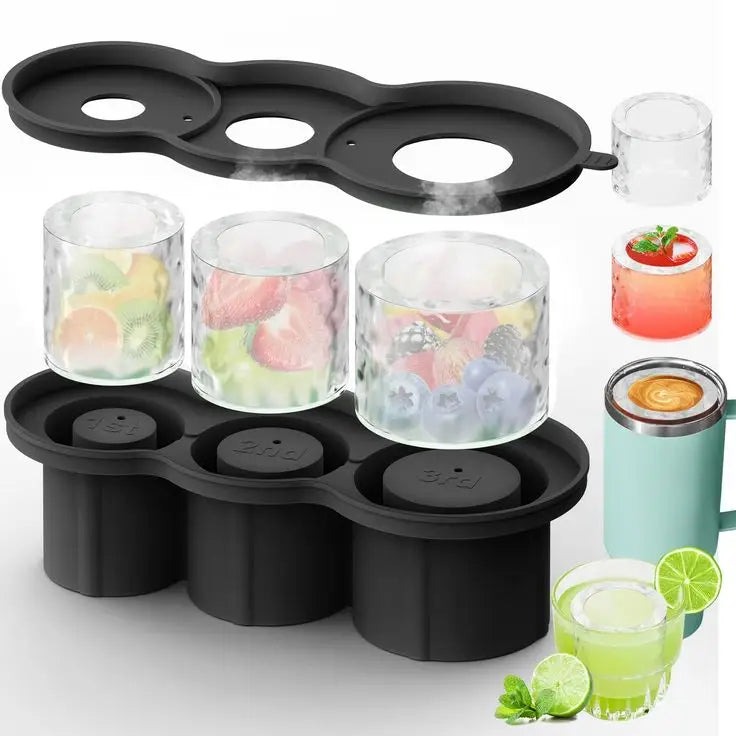 Stanley Ice Cube Tray with Stainless Steel Tong – Easy-Release Silicone Mold for Large Ice Cubes