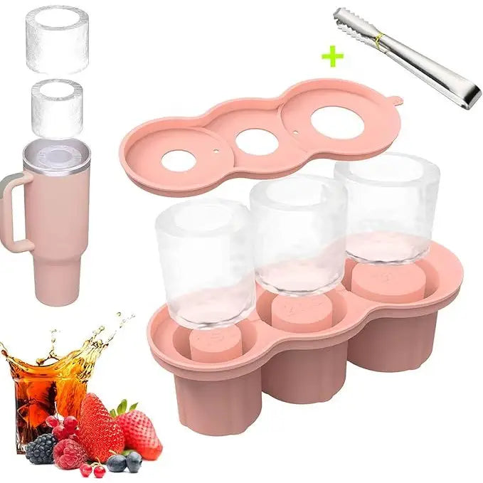 Stanley Ice Cube Tray with Stainless Steel Tong – Easy-Release Silicone Mold for Large Ice Cubes