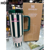 Stanley Quencher Tumbler with Handle – 40oz Striped Travel Mug with Straw & Lid for Iced Coffee Water & More