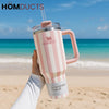 Stanley Quencher Tumbler with Handle – 40oz Striped Travel Mug with Straw & Lid for Iced Coffee Water & More