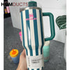 Stanley Quencher Tumbler with Handle – 40oz Striped Travel Mug with Straw & Lid for Iced Coffee Water & More