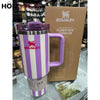 Stanley Quencher Tumbler with Handle – 40oz Striped Travel Mug with Straw & Lid for Iced Coffee Water & More Purple