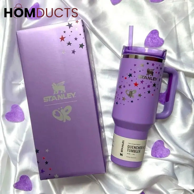 Stanley x OPI Olivia Purple Star Tumbler – 40 oz Limited Edition Quencher H2.0 with Straw