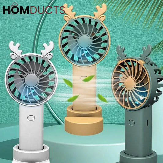 Stay Cool Anywhere: Antler Handheld Mini Fan with Phone Mount - Rechargeable & Portable