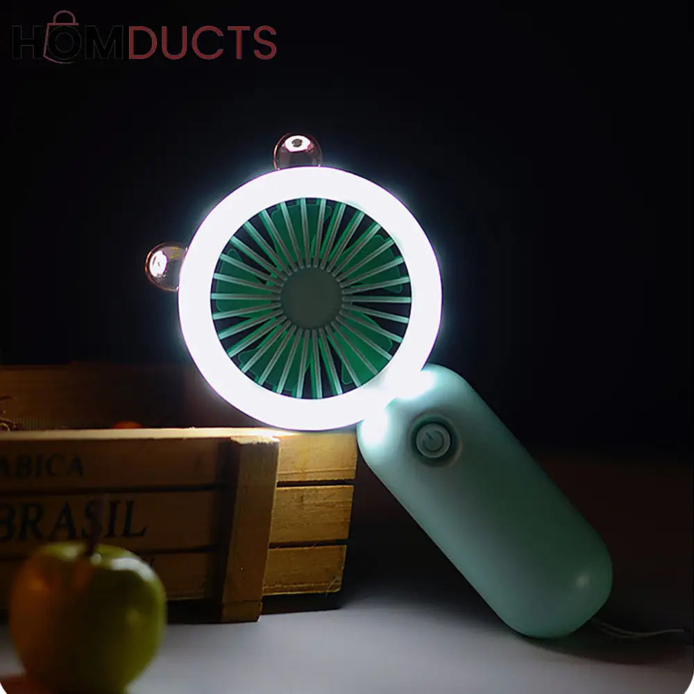 Strong Wind Handheld Fan With Light