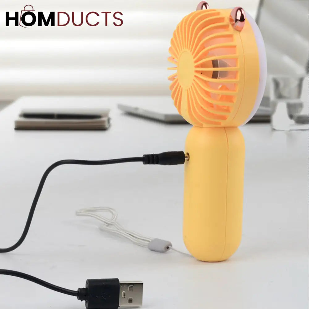 Strong Wind Handheld Fan With Light