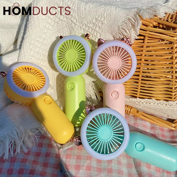 Strong Wind Handheld Fan With Light