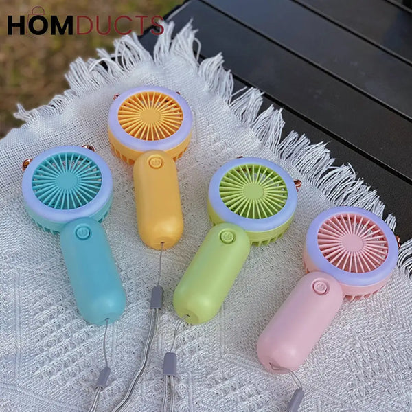 Strong Wind Handheld Fan With Light