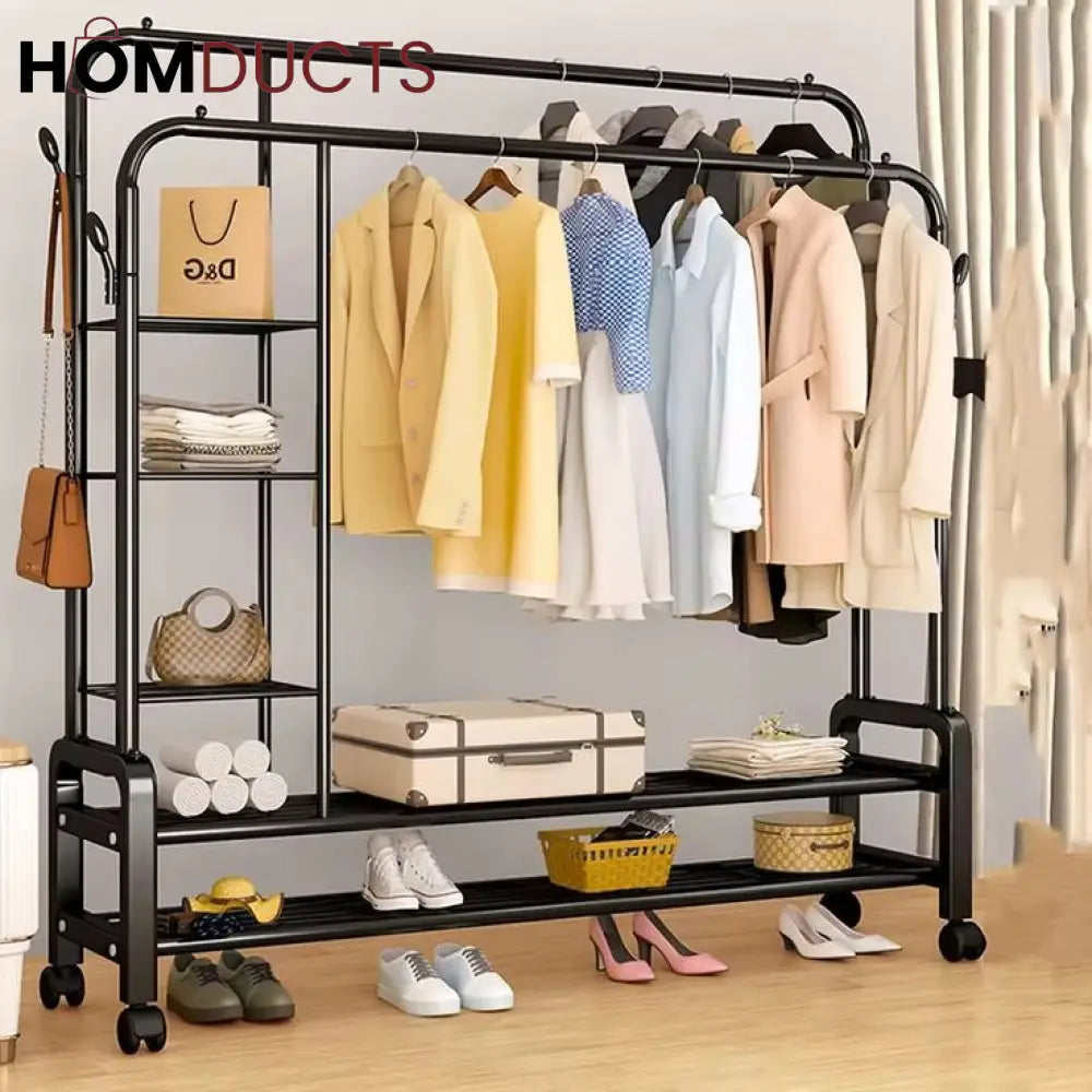 Sturdy Metal Double Pole Cloth Rack – Homducts
