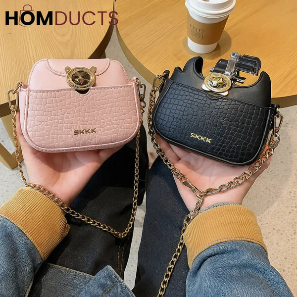 Stylish Bag-Shaped Water Bottle with Portable Straw - Blush Pink