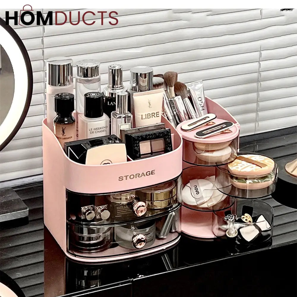 Stylish Makeup Organizer For Vanity With Drawer and Makeup Brush And Sponge Organizer