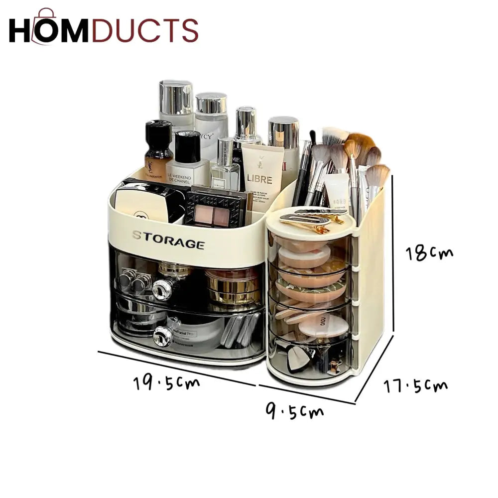 Stylish Makeup Organizer For Vanity With Drawer and Makeup Brush And Sponge Organizer