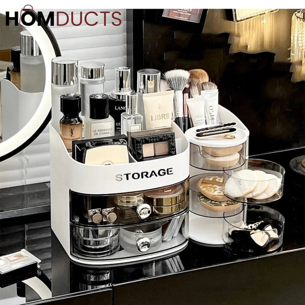 Stylish Makeup Organizer For Vanity With Drawer and Makeup Brush And Sponge Organizer