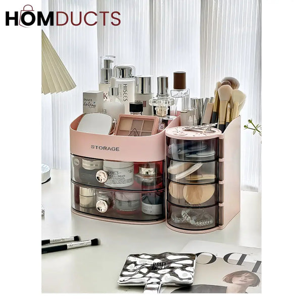 Stylish Makeup Organizer For Vanity With Drawer and Makeup Brush And Sponge Organizer