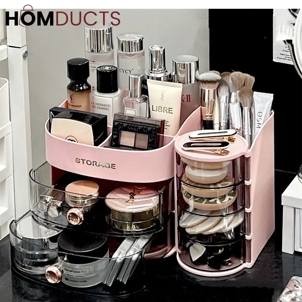 Stylish Makeup Organizer For Vanity With Drawer and Makeup Brush And Sponge Organizer