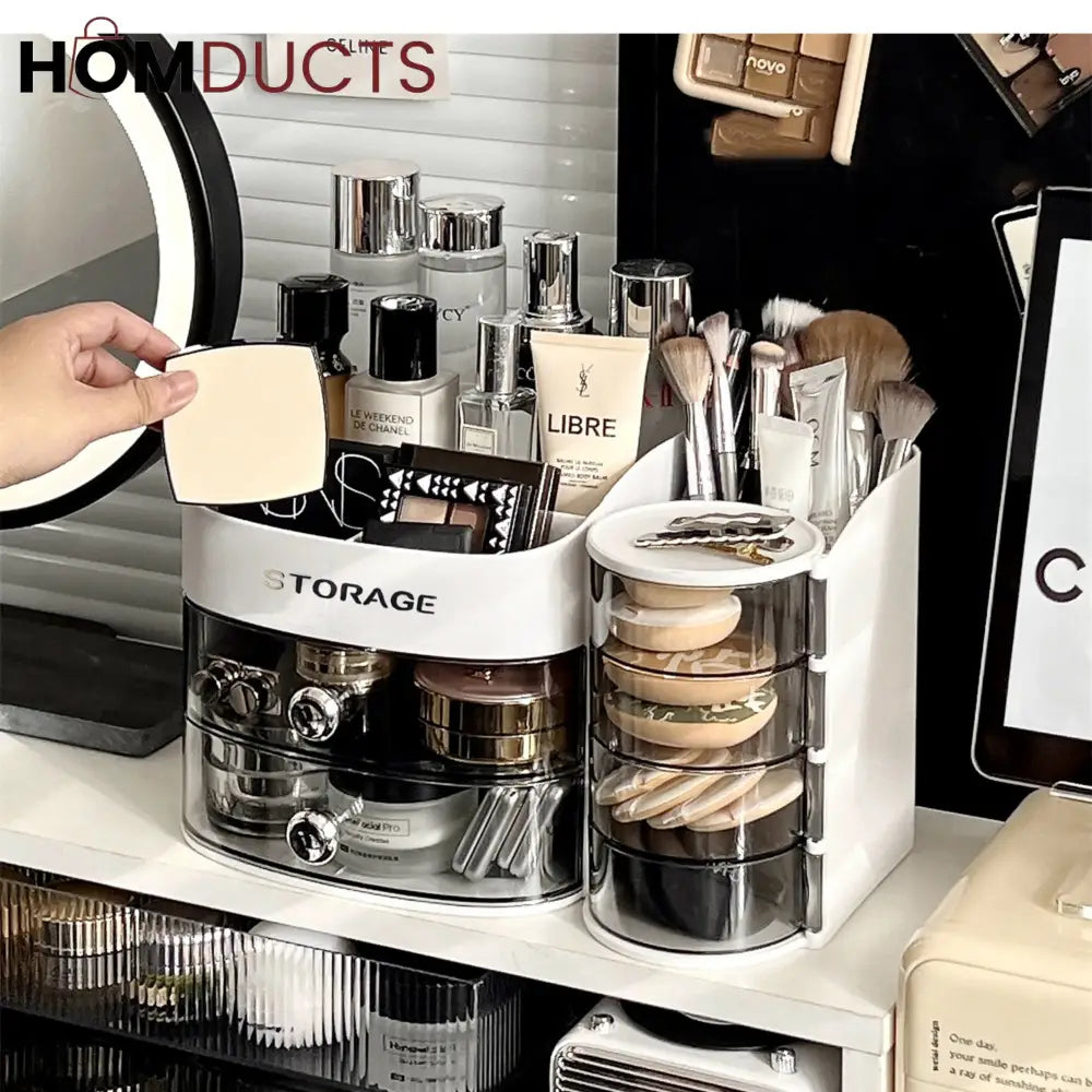 Stylish Makeup Organizer For Vanity With Drawer and Makeup Brush And Sponge Organizer