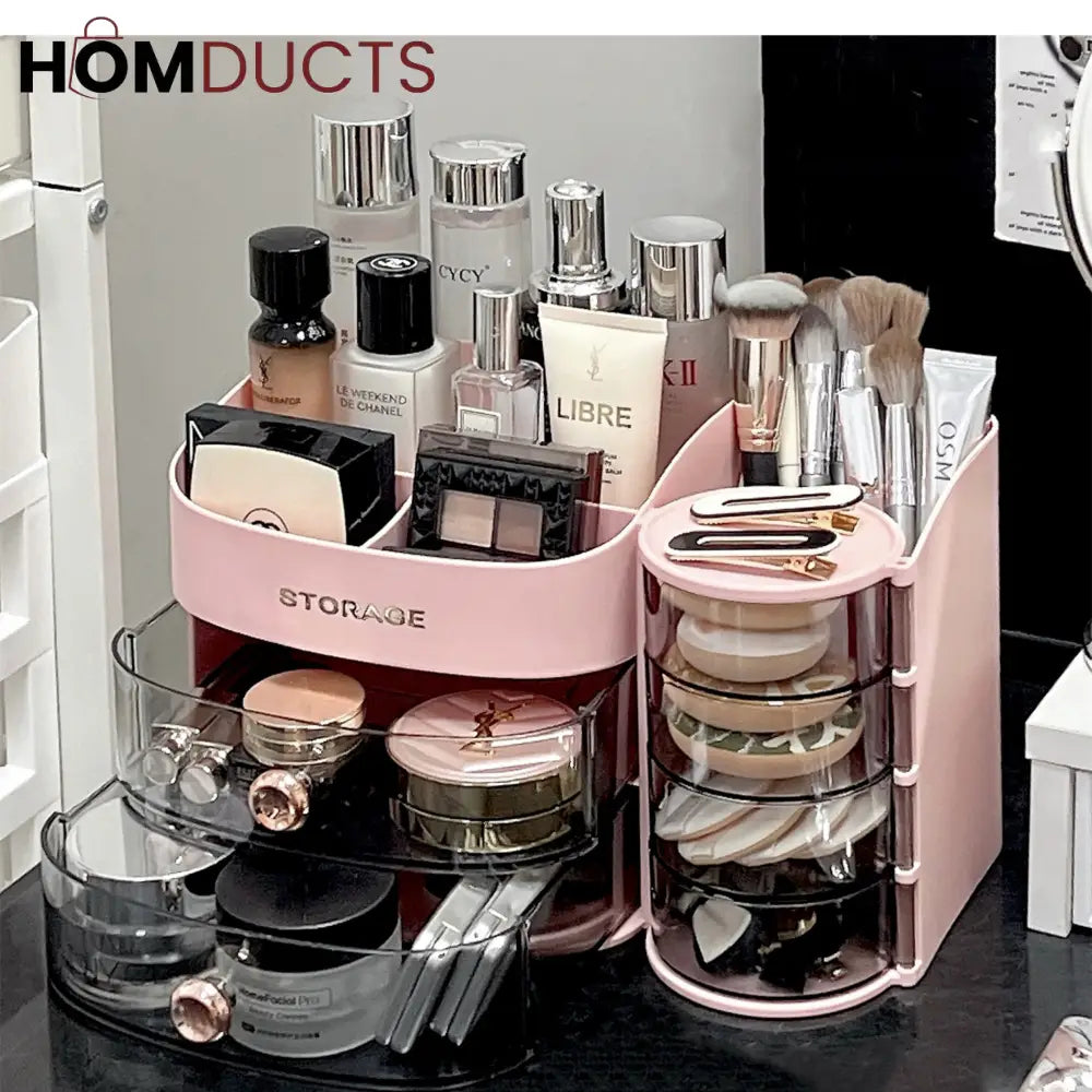 Stylish Makeup Organizer For Vanity With Drawer and Makeup Brush And Sponge Organizer