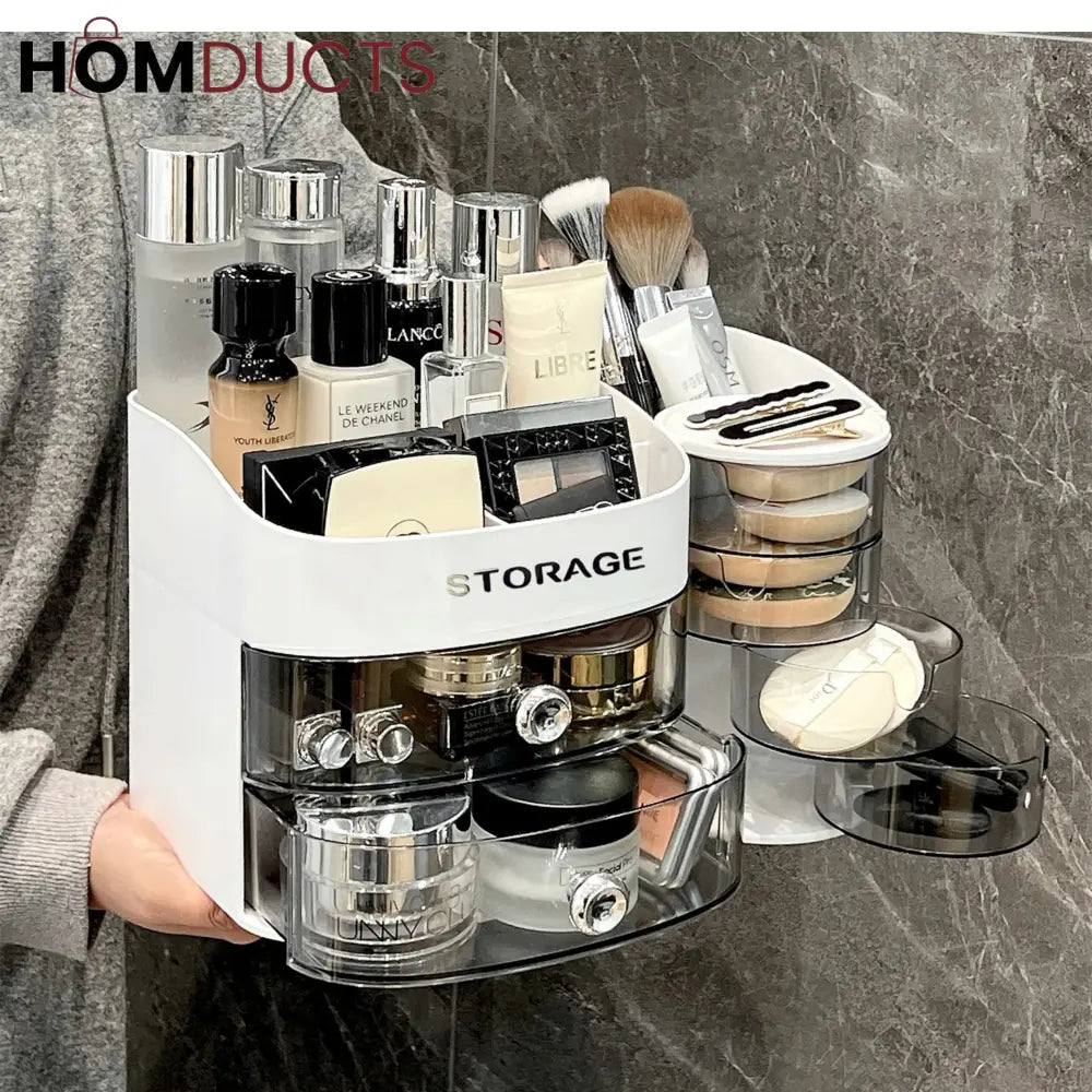 Stylish Makeup Organizer For Vanity With Drawer and Makeup Brush And Sponge Organizer
