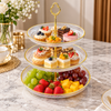 Three-tier clear acrylic serving stand with gold trim