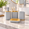 4-Piece Bamboo Accent Bathroom Accessory Set
