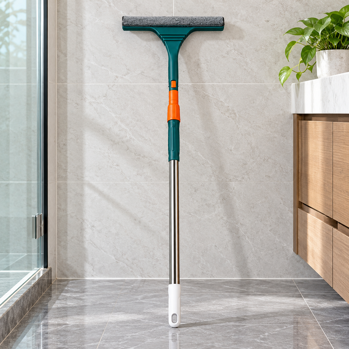 Flexible double-sided floor wiper with telescopic handle