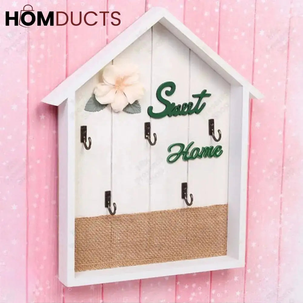 Sweet Home House-Shaped Wall Key Holder with 5 Hooks