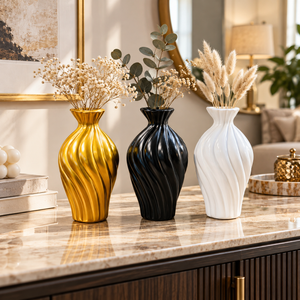 Swirl Ribbed Resin Decorative Vase