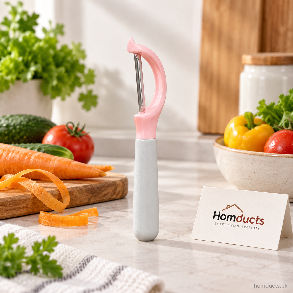 Swivel vegetable peeler with comfortable handle