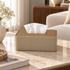 Wood-Grain Decorative Tissue Box Cover in a premium home setting