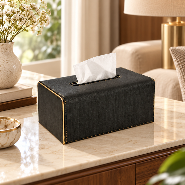 Curved-Edge Modern Tissue Box Cover styled in a premium home interior