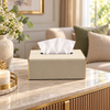 Minimal Textured Tissue Box Cover styled in a premium home interior
