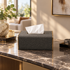 Crosshatch Premium Tissue Box Cover styled in a premium home interior