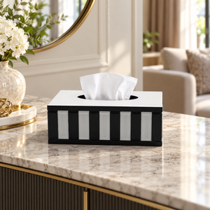 Metallic Finish Tissue Box Organizer in an elegant interior