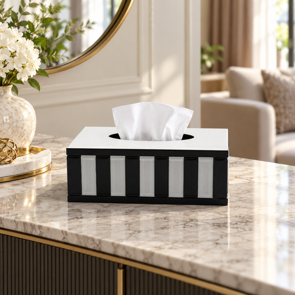 Metallic Finish Tissue Box Organizer in an elegant interior