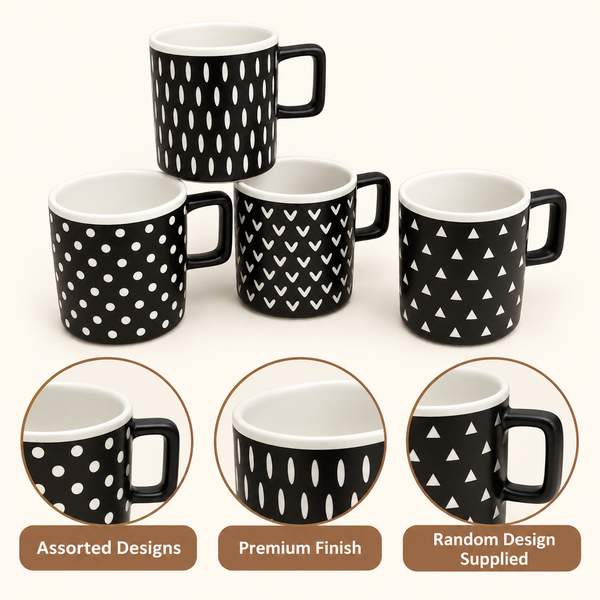 Danny Home 380ml Black Pattern Ceramic Mug