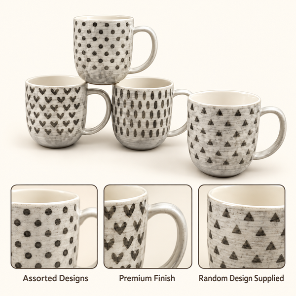 400ml Grey Pattern Ceramic Mug features and details