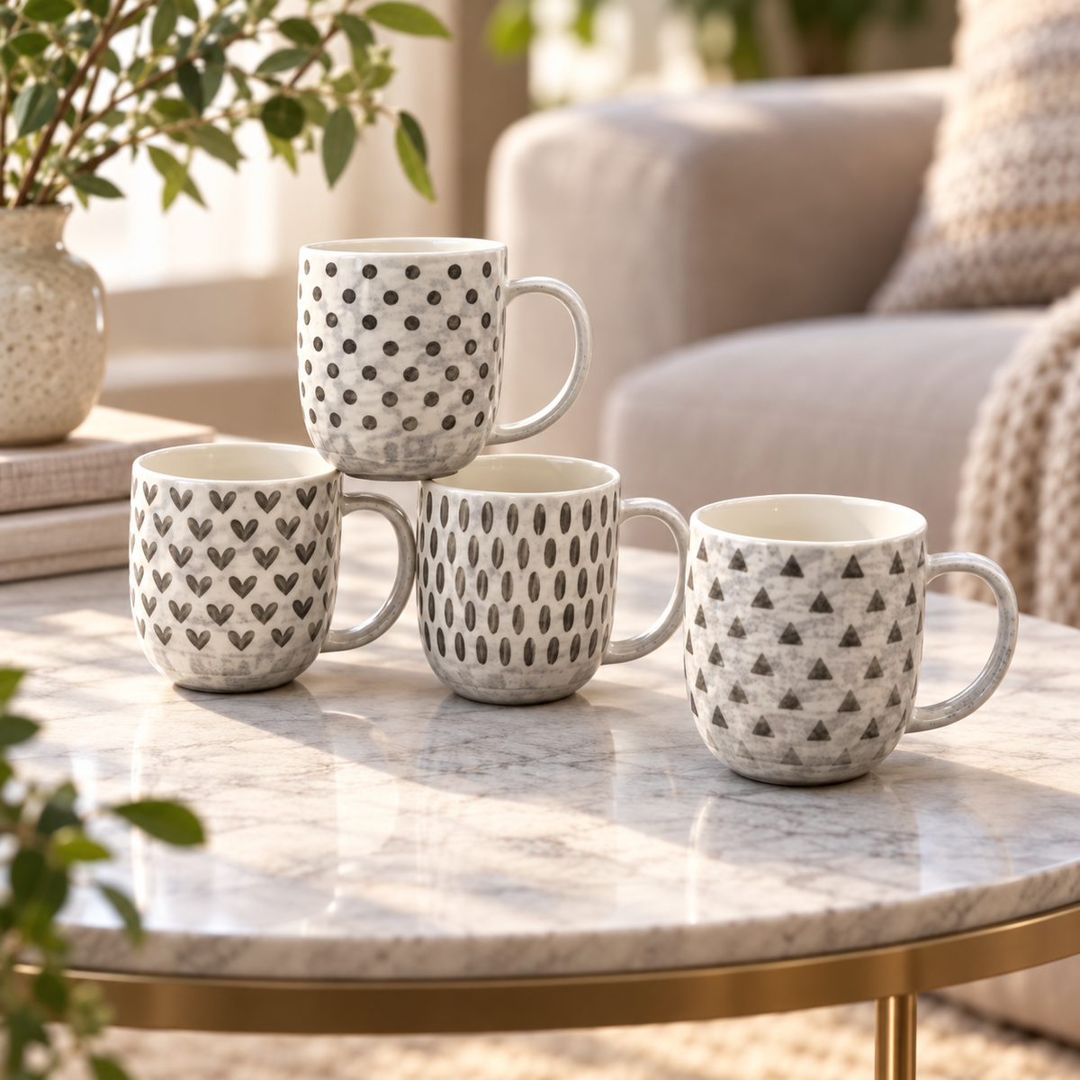 Danny Home 400ml Grey Pattern Ceramic Mug
