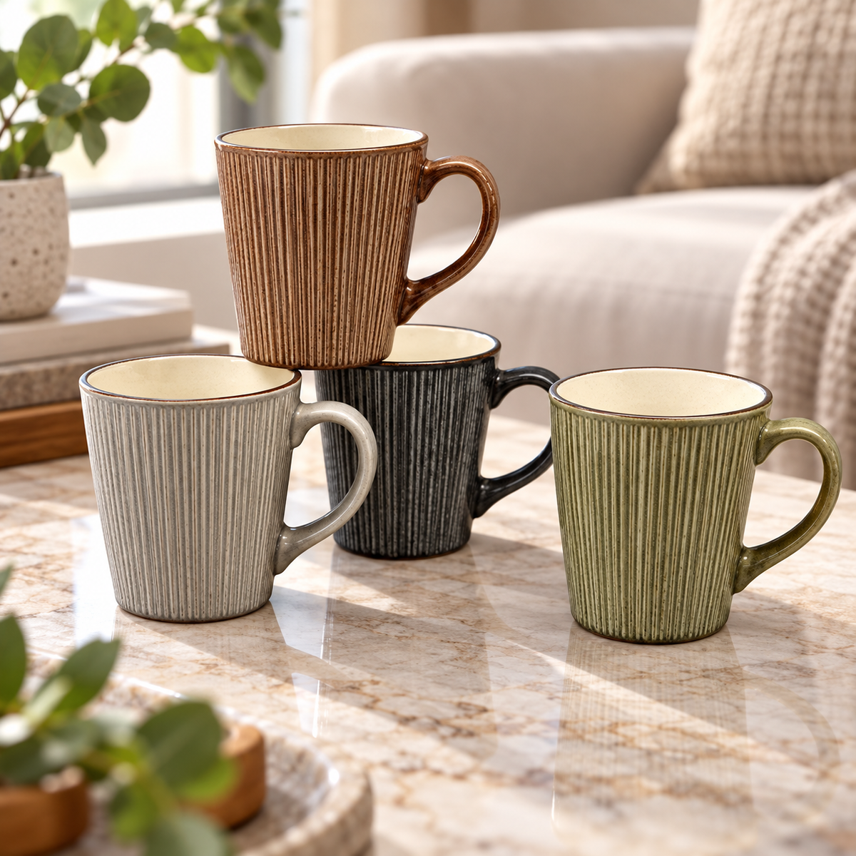 Danny Home 400ml Ribbed Porcelain Mug