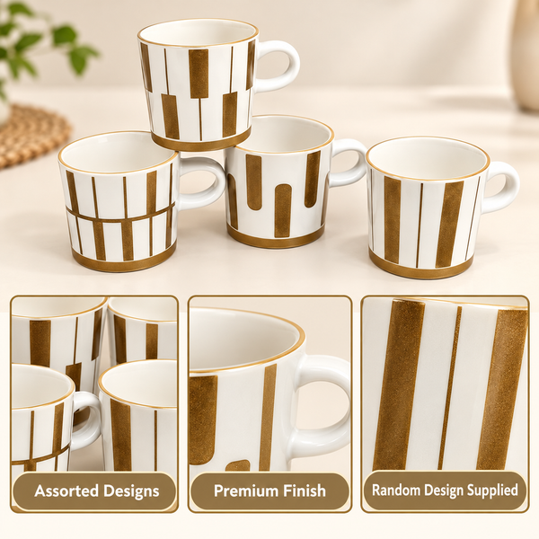 400ml Gold Geometric Ceramic Mug features and details