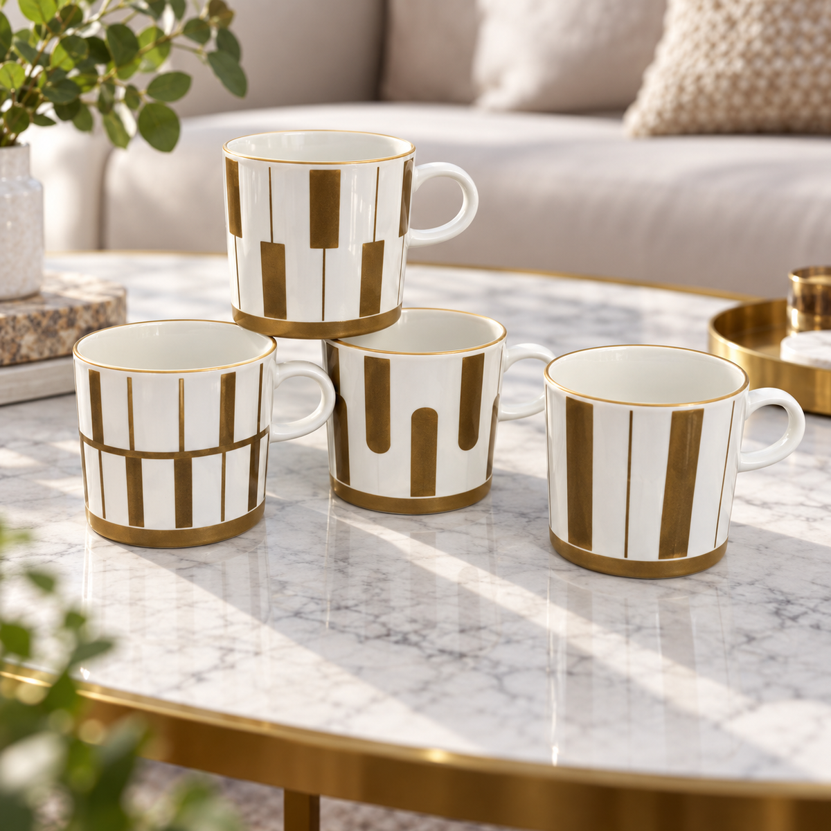 Danny Home 400ml Gold Geometric Ceramic Mug