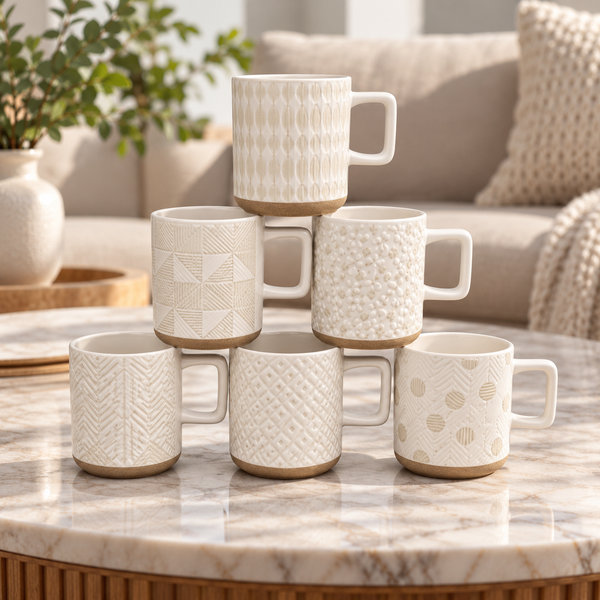 Danny Home 400ml White Textured Ceramic Mug