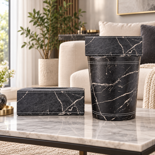 Black Marble matching tissue box and dustbin lifestyle image