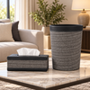 Grey Linen Weave matching tissue box and dustbin lifestyle image