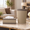 Taupe Diagonal Grid matching tissue box and dustbin lifestyle image