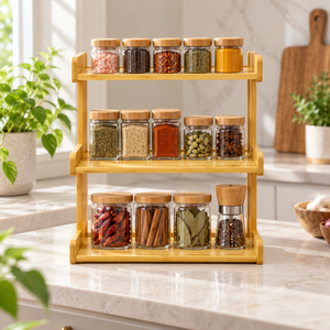 3-Tier Bamboo Countertop Storage Shelf & Kitchen Organizer