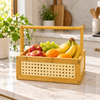 Bamboo Storage Basket with Handle – Kitchen Countertop Organizer
