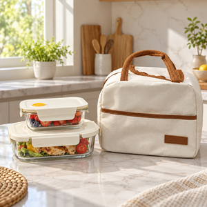 Glass Lunch Box Set with Carry Bag – 400ml & 850ml Containers