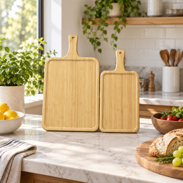 Bamboo Paddle Food Serving Tray Set
