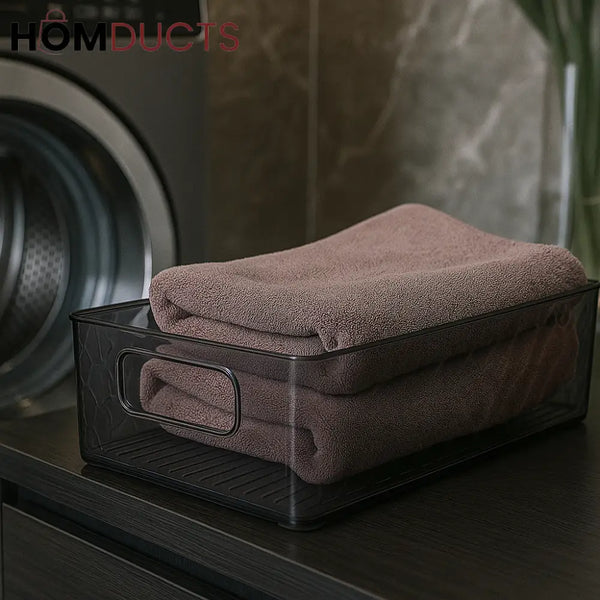 Textured Clear Storage Bin – Multipurpose Organizer Basket